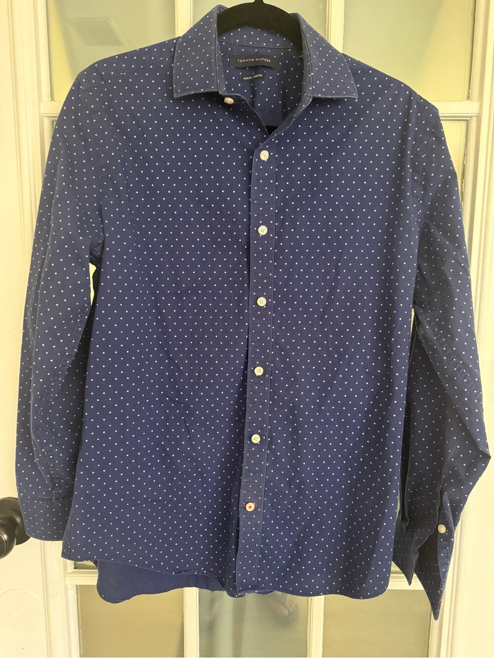 Tommy Hilfiger Navy Blue Mini Dot Dress Shirt